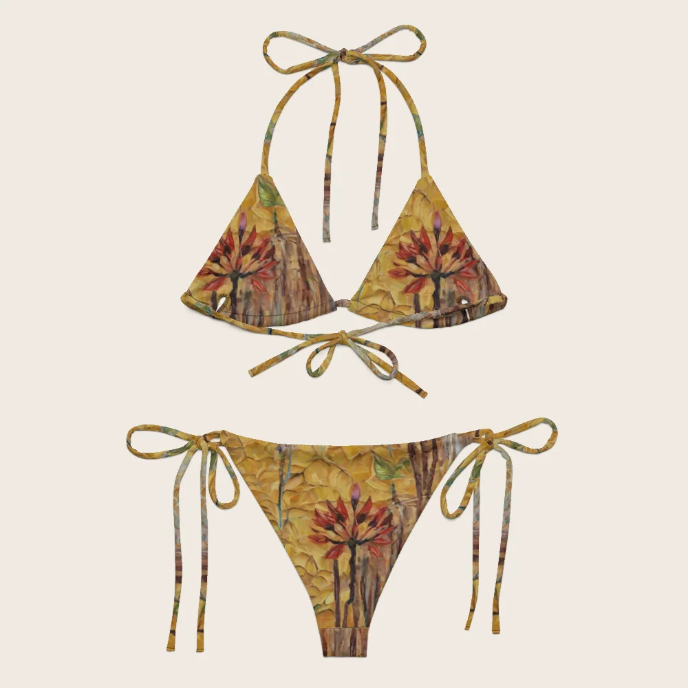 String Bikini on model
