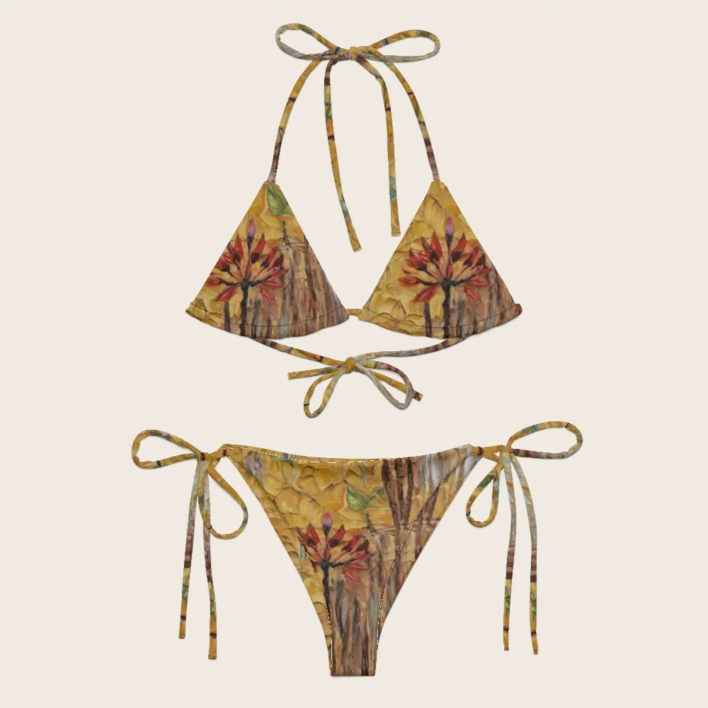 String Bikini on model