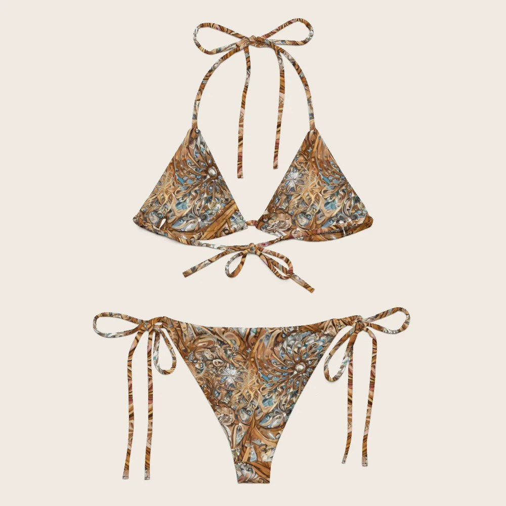 String Bikini on model