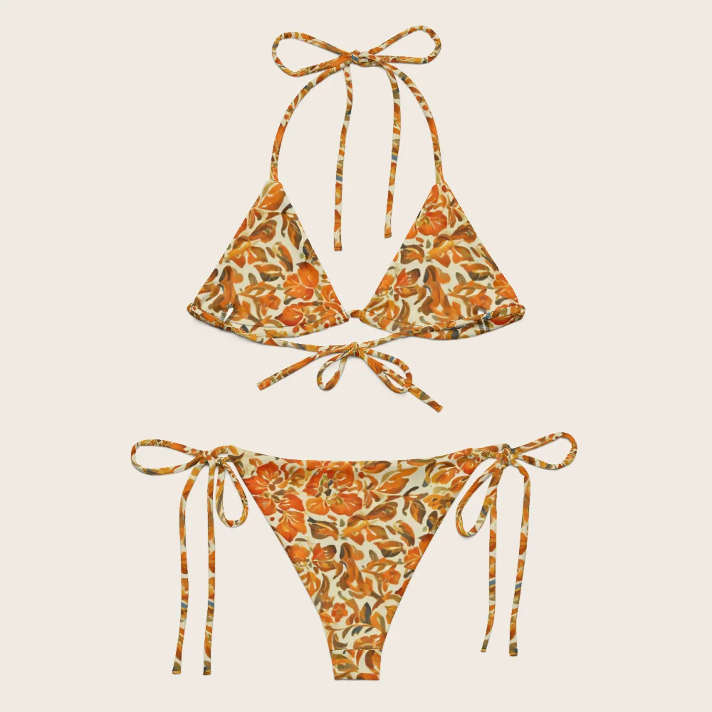 String Bikini on model
