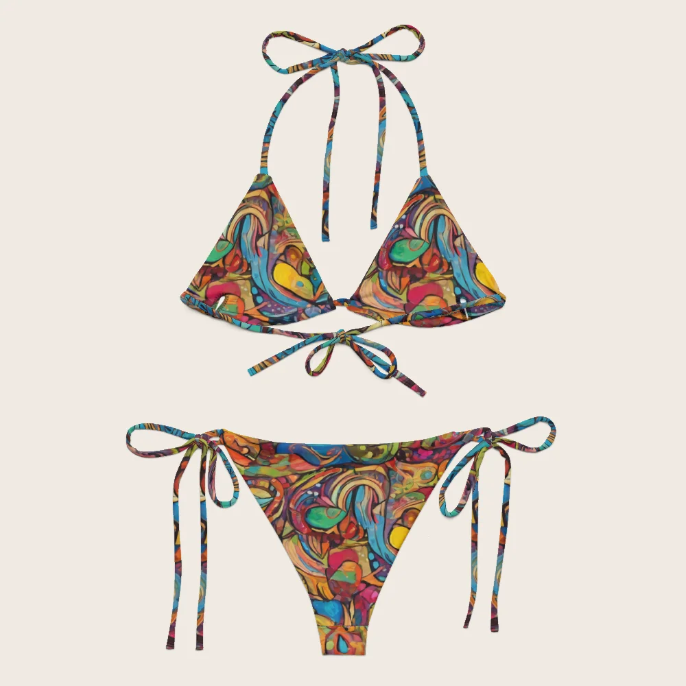 String Bikini on model