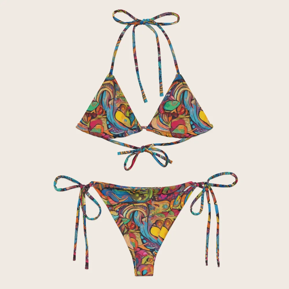 String Bikini on model