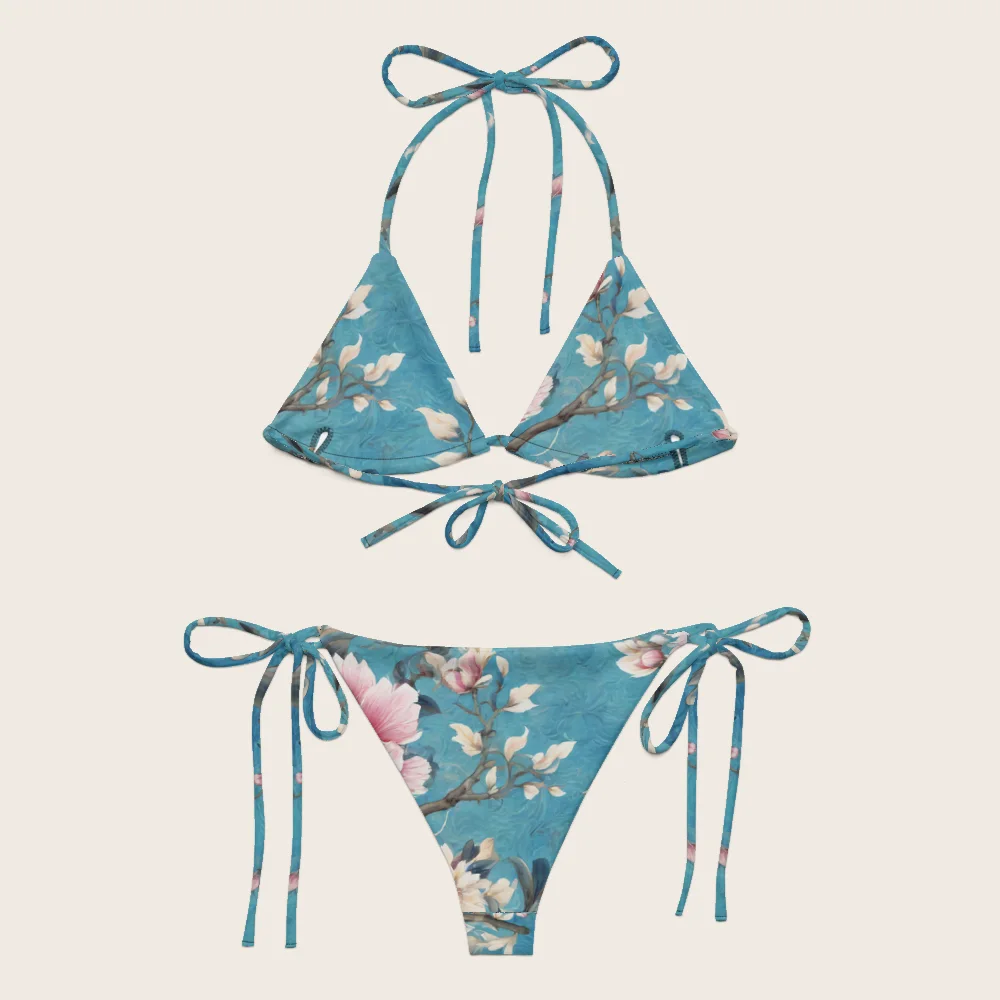 String Bikini on model