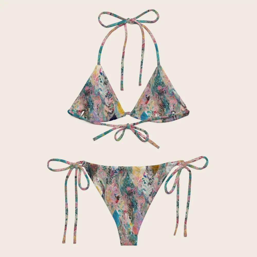 String Bikini on model