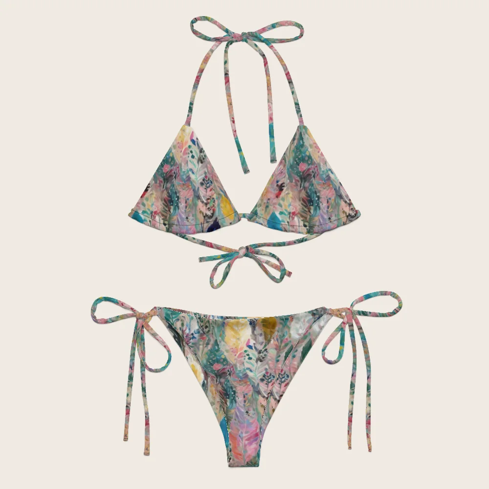 String Bikini on model