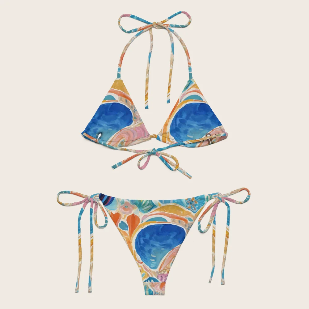 String Bikini on model