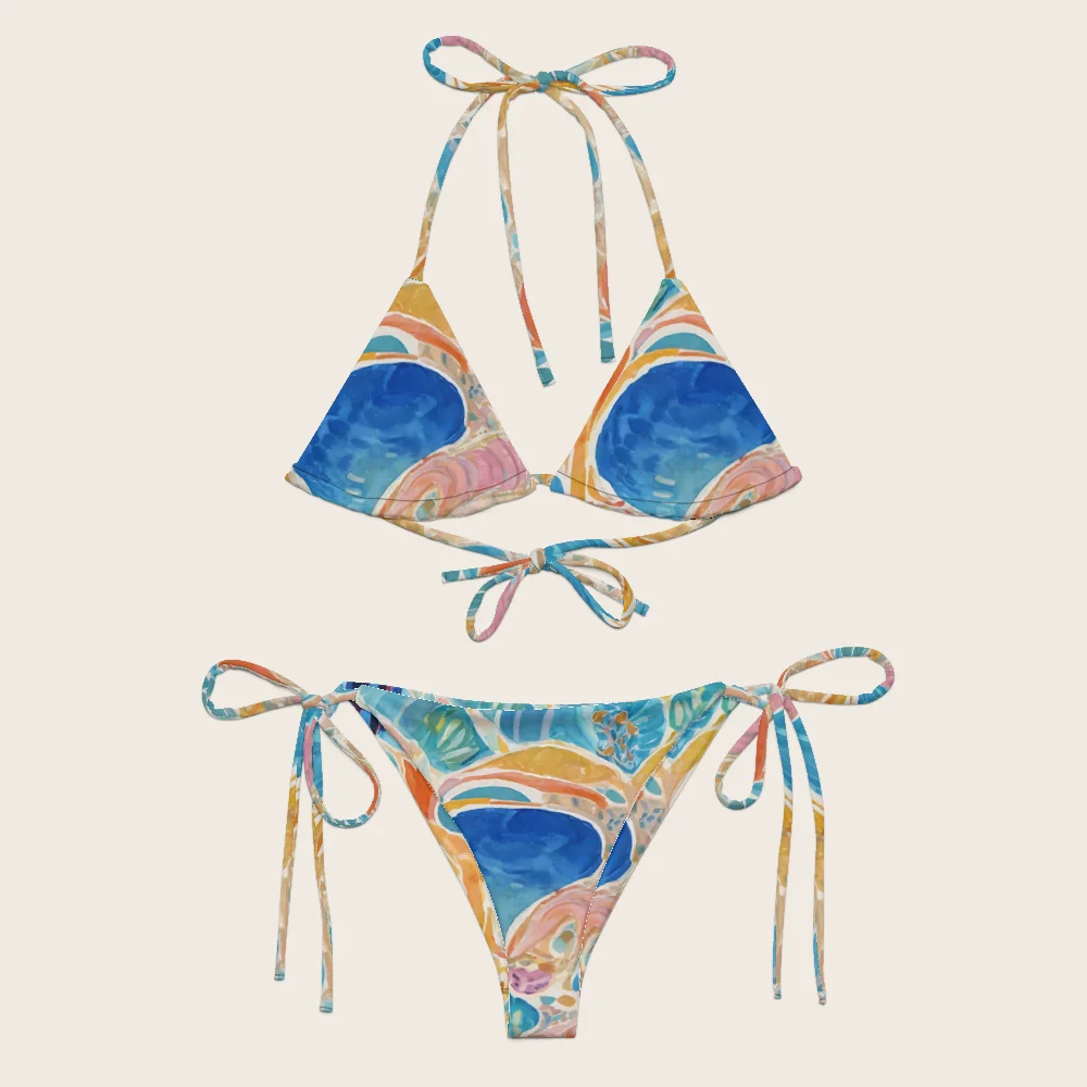 String Bikini on model