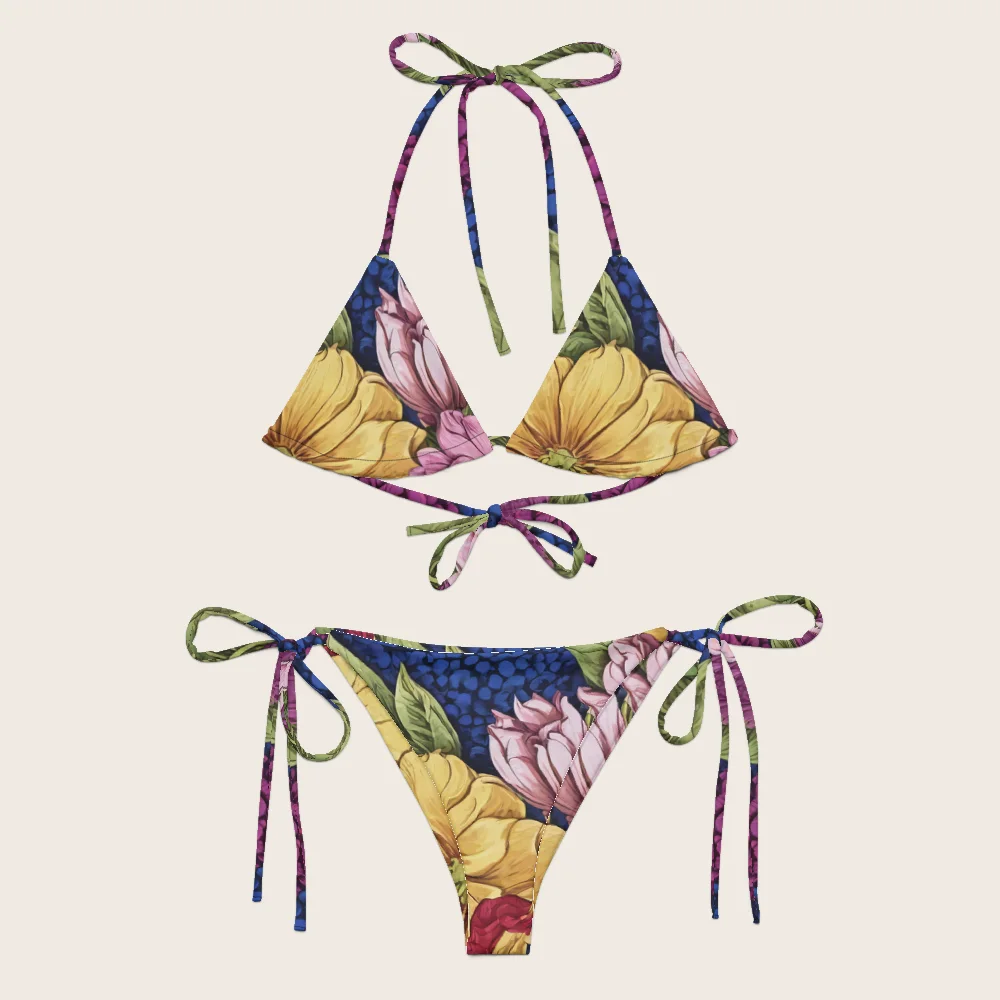 String Bikini on model