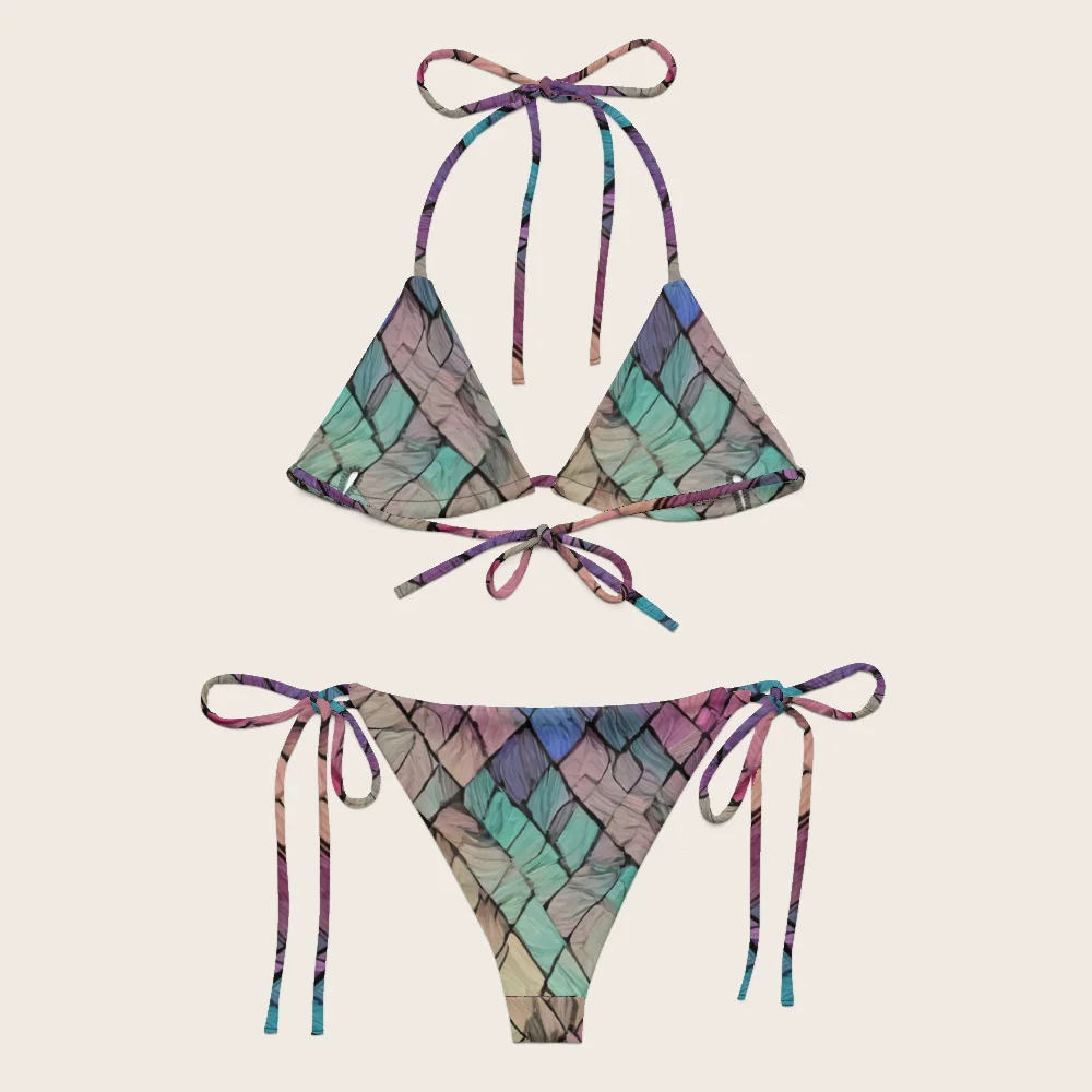 String Bikini on model
