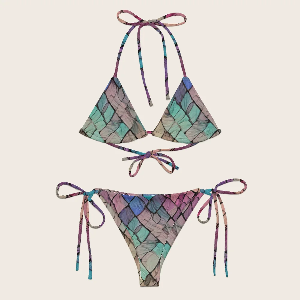 String Bikini on model