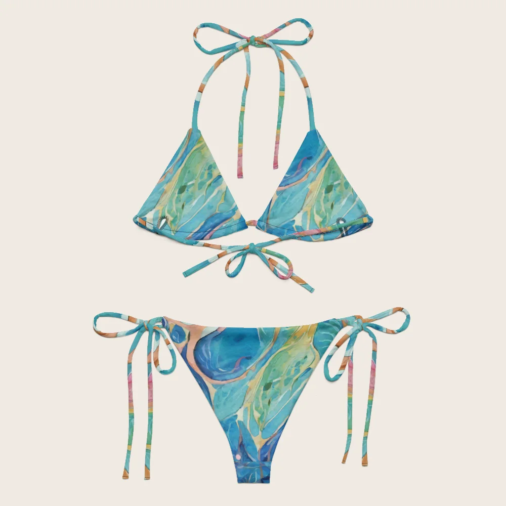 String Bikini on model