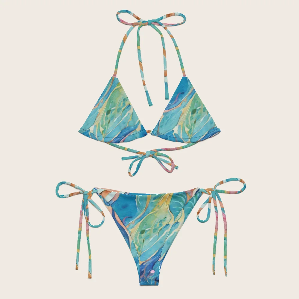 String Bikini on model